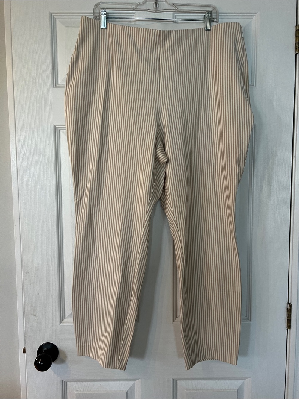 a new day Beige and White Pinstripe Cropped Pants